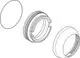 Abdeckung mit O-Ring und Gewindering, hergestellt von Ideal Standard. Die Teile sind in einer schematischen Darstellung angeordnet, um ihre Konstruktion zu verdeutlichen.